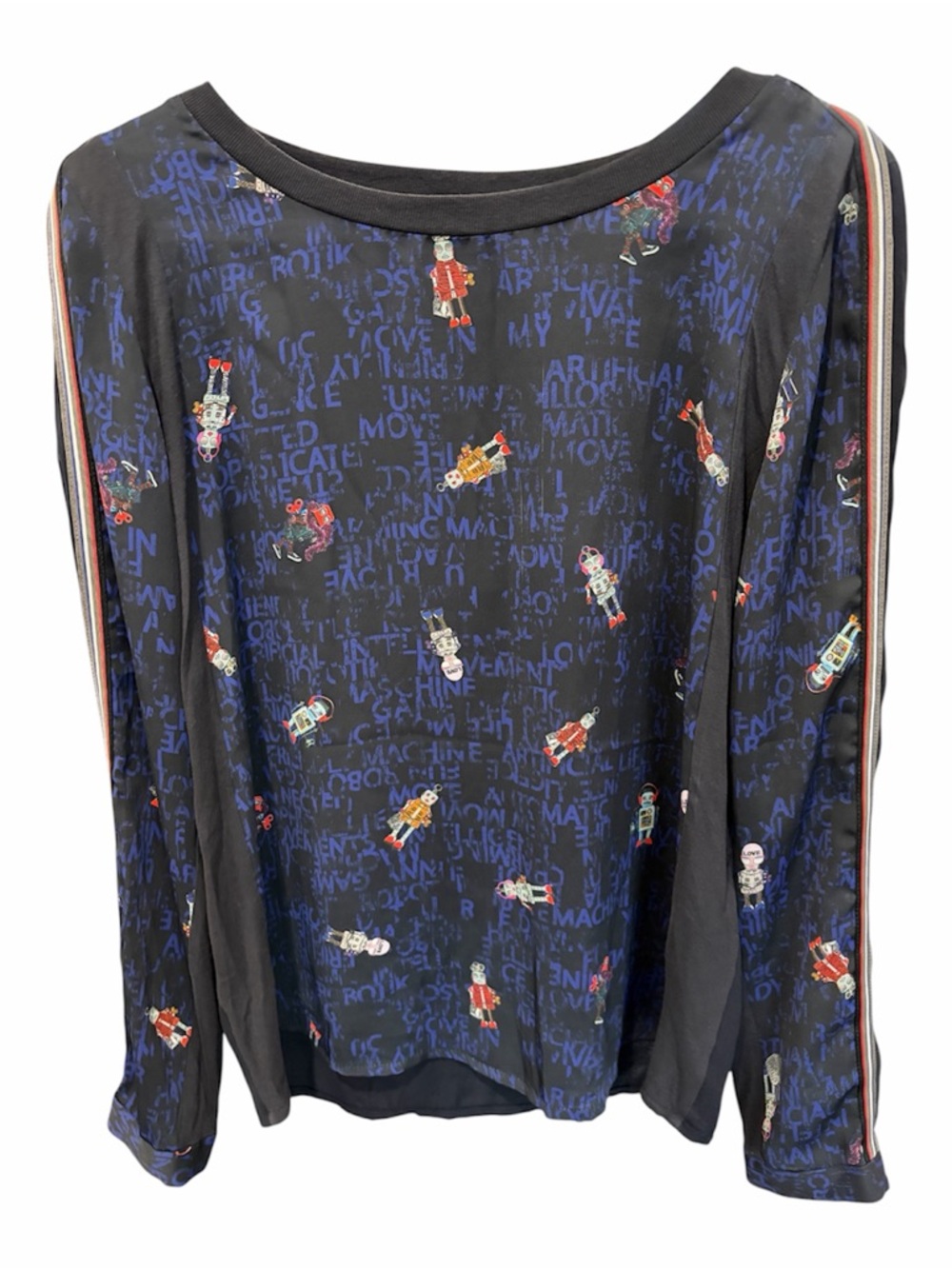 Marc Cain Black Top with Subtle Accent - Size 6 - Like New